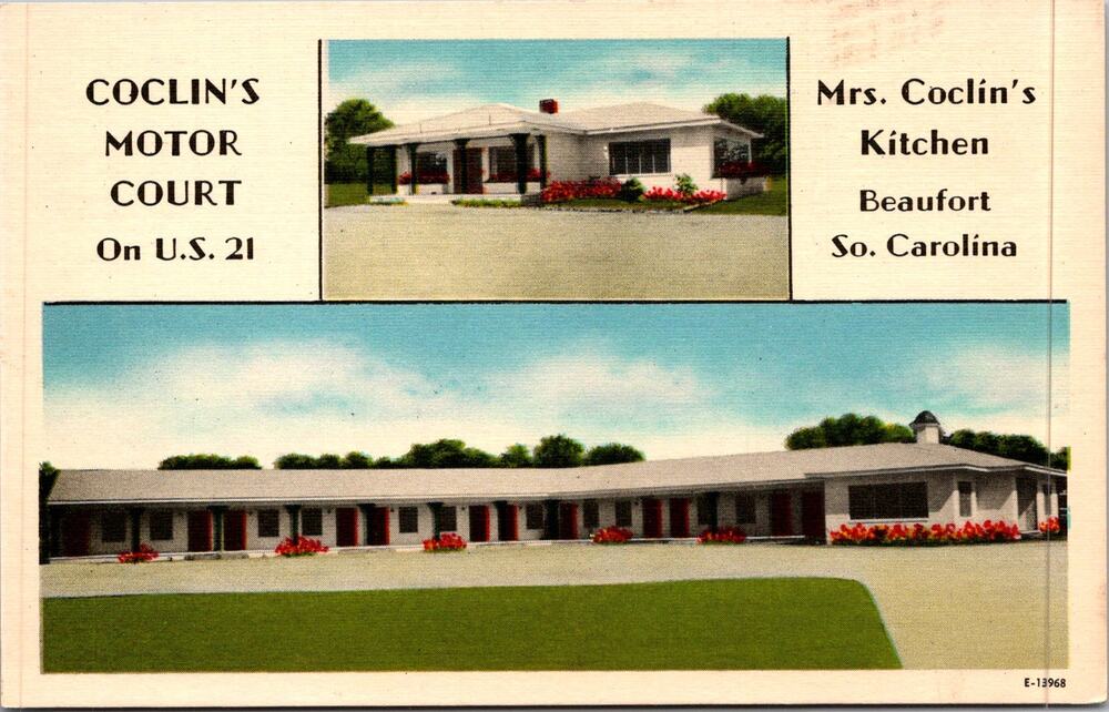 Coclin's Motor Court in Beaufort SC Vintage Postcard SP17-14